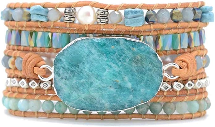 Boho Wrap Bracelet for Women, Handmade Natural Imperial Jasper Multi-Layer Stone Beaded Bracelet, Bohemian Healing Crystal Stone Jewelry Gifts