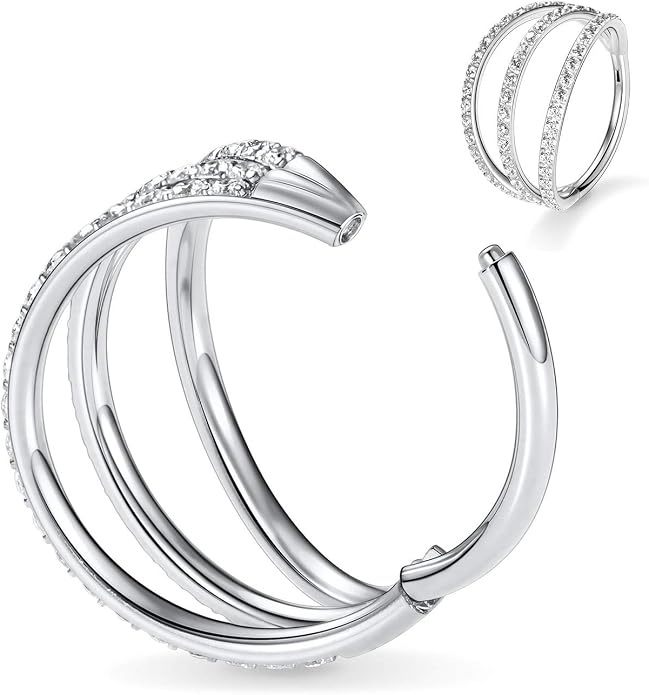 316L Surgical Steel Septum Clicker Ring Nose Ring Hoop Sleeper Hoop Earring Helix Rook Conch Cartilage Daith Tragus Earrings Lobe Nose Piercing Jewelry for Women