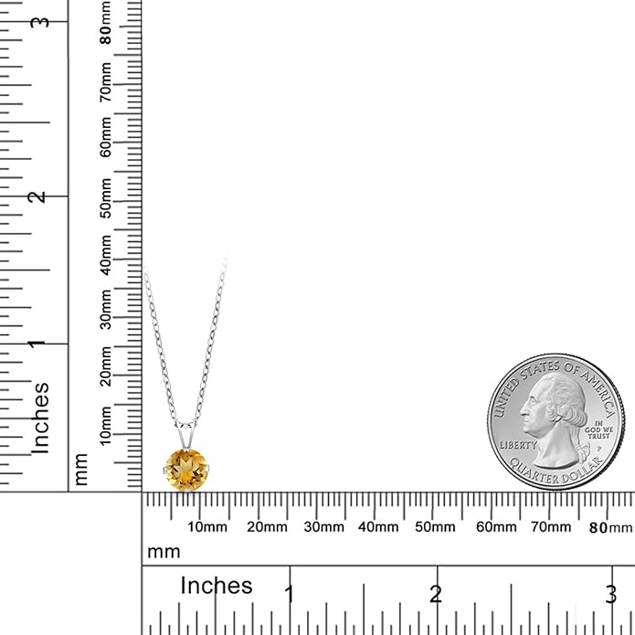 Gem Stone King 7MM Round Gemstone Birthstone Pendant Necklace For Women | 925 Sterling Silver | With 18 Inch Silver Chain | Fine Jewelry Gifts for Women Her Mom Wife