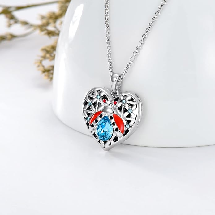 Dorunmo Personalized Locket Necklace 925 Sterling Silver that Holds Pictures Butterfly Birthstone Photo Heart Locket Custom Jewelry Congratulations New Beginnings New Job Gifts for Women