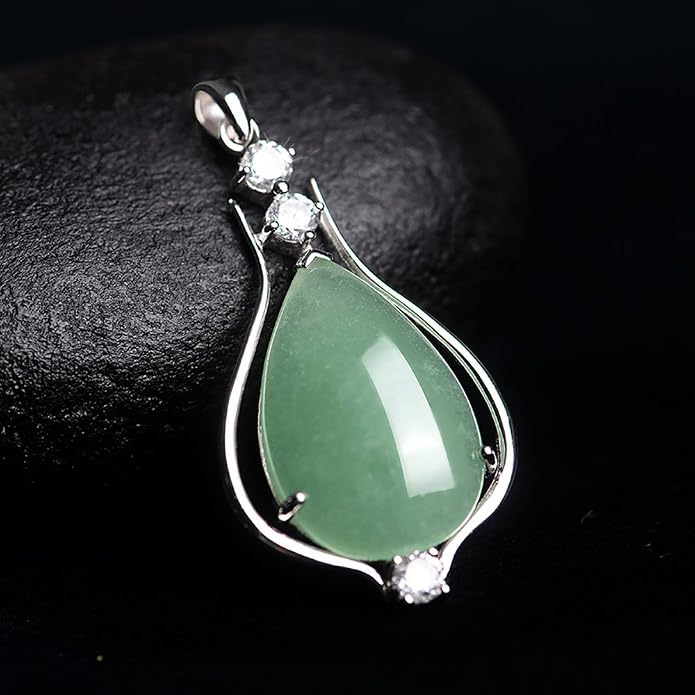 iSTONE 925 Sterling Silver Natural Crytral for Womens Pendant Necklace, Gemstone Birthstone with 17.8" Silver Chain Ladies