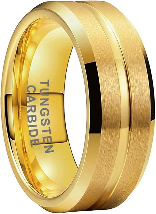 TUTISS 6mm 8mm Silver/Black/Blue/Gunmetal/Gold/Rose Gold Tungsten Rings for Men Women Fashion Engagement Wedding Bands Matte Finish Beveled Edges Comfort Fit