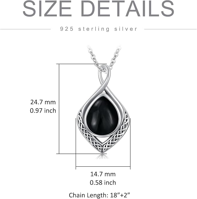 PELOVNY Celtic Knot Necklaces for Women 925 Sterling Silver Gemstone/Birthstone Teardrop Infinity Necklace Irish Celtic Pendant Jewelry Gifts for Mom Daughter Wife
