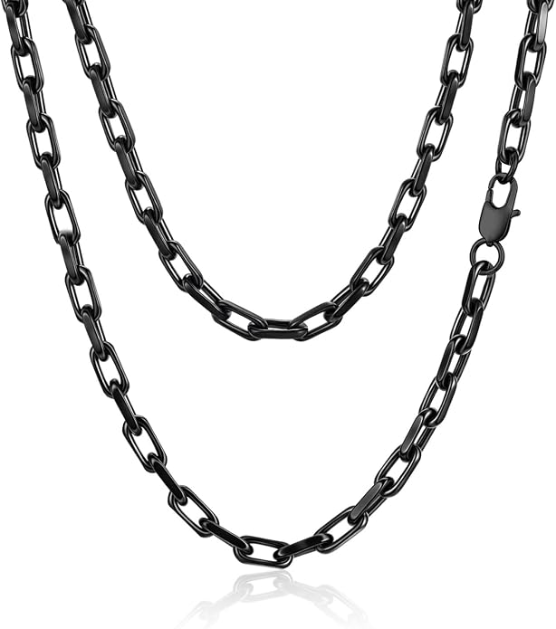 VNOX Paperclip Necklace for Men Women, 4.5/6.5/7mm Solid Diamond-Cut Chunky Stainless Steel Anchor Link Chain Mens Necklaces Jewelry Gifts, 18/20/22/24 Inchs