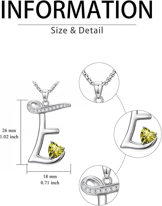 Birthday Gifts for Women Alphabet A to Z Initial Birthstone Pendant Necklaces for Women - 18k White Gold Plated Personalized Name Jewelry Anniversary Graduation Gifts for Wife Her Daughter Girlfriend(with Gift Box)