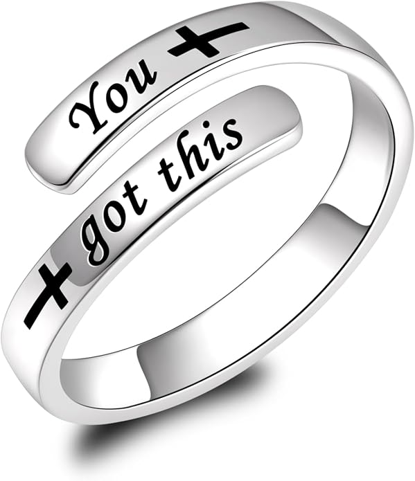 BEILIN 925 Sterling Silver Inspirational Jewelry Rings Adjustable Ring Personality Encouragement Gift for Teens Women