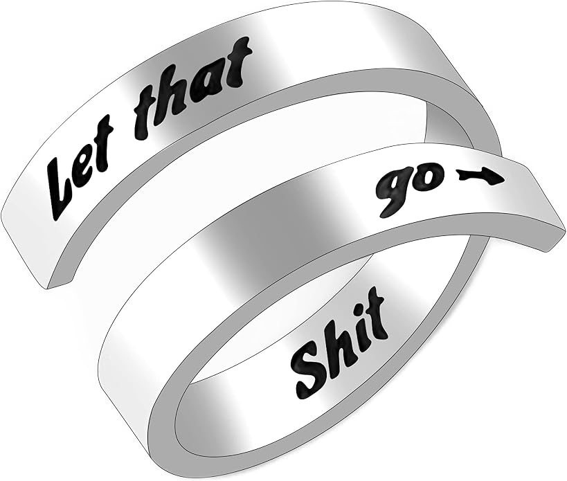 Uloveido Adjustable Inspirational Flying Dandelion Double Stainless Steel Freedom Ring Bands Cool Stacking Gift for Women, Engraving Rings Motivational Gift Y2004
