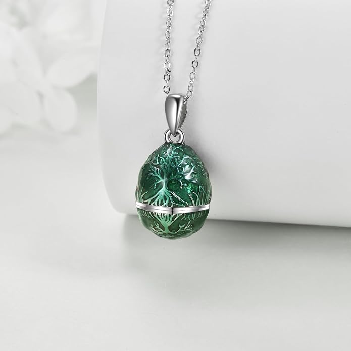 AXELUNA Fox Necklace Sterling Silver Easter Egg Necklace Fox Pendant Animal Jewelry Gifts for Women Girls Birthday Graduation Gift