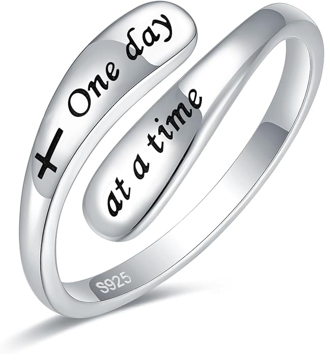 925 Sterling Silver Inspirational Adjustable Rings - Personality Encouragement Jewelry Gift For Women