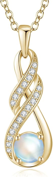 Birthstone Necklaces for Women 925 Sterling Silver Infinity Pendant Created Gemstone Jewelry for Her, 16"+2"