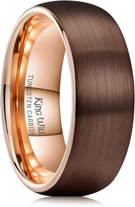 King Will Wedding Band for Men Women, 2/4/6/7/8mm Domed Matte Brushed Tungsten Carbide Rings, Solid/Dual Color Engagement Rings, Comfort Fit