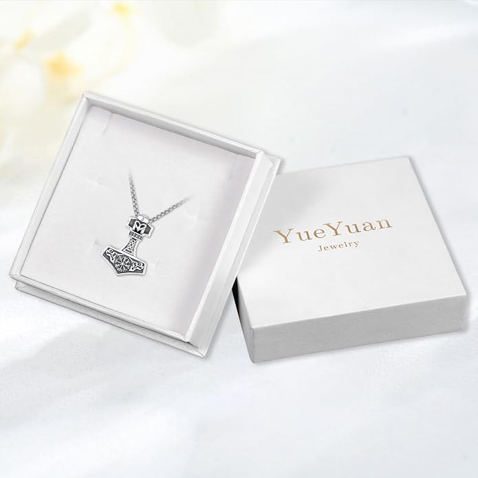 Viking Necklace for Men 925 Sterling Silver Rune Amulet Pendant Nordic Necklace Viking Jewelry Gift for Father Husband Son