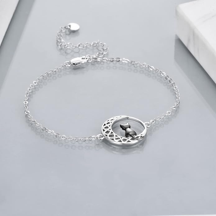 CRMAD Moonstone Moon/Star/Daisy/Turquoise/Rose Flower/Cat/Star/Hecate/Airplane/Pearl/Chakra/Rose Pearl/Butterfly/Wave/Starfish Anklet for Women Sterling Silver Anklet Irish Jewelry