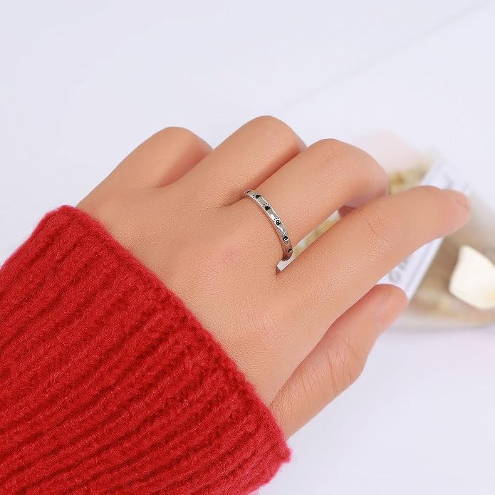 925 Sterling Silver Dainty Daisy Butterfly Paw Heart Eternity Rings Blue Flower Finger Rings for Women Stacking Promise Rings Gift Jewelry