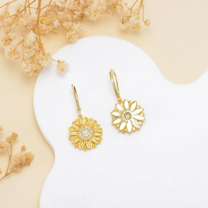 CRMAD Hummingbird/Bee/Leaves/Sunflower/Daisy/Dragonfly/Rose/Lotus Flower Sterling Silver Filigree Teardrop Earrings Abalone Shell Jewelry for Women