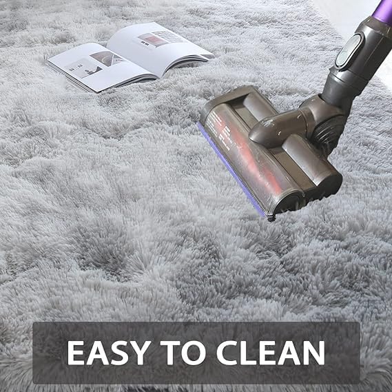 Grey Shag Area Rug 9x12 Living Room - Large Soft Carpet Tie-Dyed Light Gray | Modern Grey Style: Cool Neutral Grey Complements Any Sofa, Furniture, Or Decor - A Timeless Choice For Any Living Space