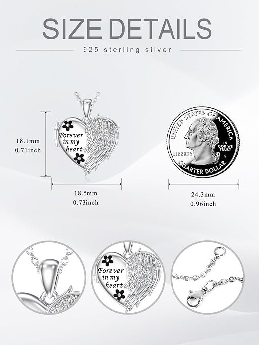 Dorunmo Personalized Locket Necklace 925 Sterling Silver that Holds Pictures Butterfly Birthstone Photo Heart Locket Custom Jewelry Congratulations New Beginnings New Job Gifts for Women