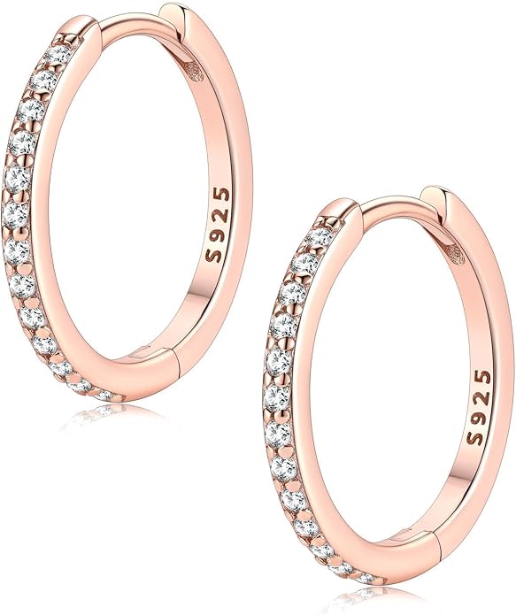 FaithHeart 925 Sterling Silver Huggie Hoop Earrings, Silver Small Hoop Earring for Women, 14K Gold/Black/Rose Gold Hypoallergenic Cartilage Earrings for Women 6/8/10/12/14/16/18/20mm