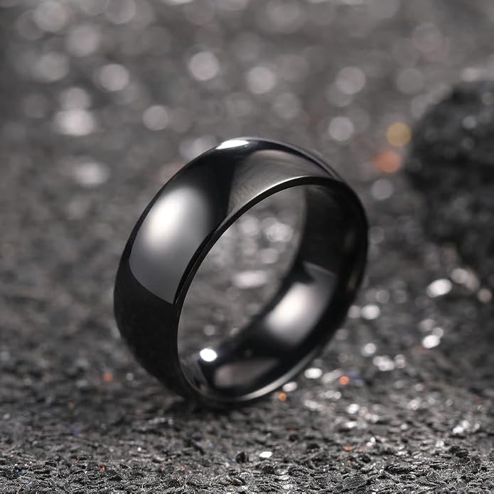 THREE KEYS JEWELRY 2mm 4mm 6mm 8mm Titanium Wedding Band for Men Women, Classic Domed & Step Edge High Polished Comfort Fit Anniversary Ring, Size 4-15