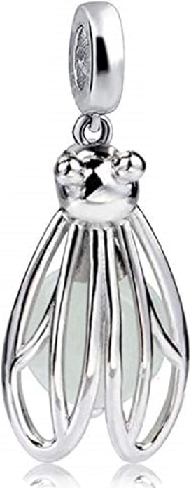 EVESCITY 925 Real Silver Glow in The Dark Hollow Luminous Stone Open-able Beads for Charm Bracelets Best Jewelry Gifts for Her Women