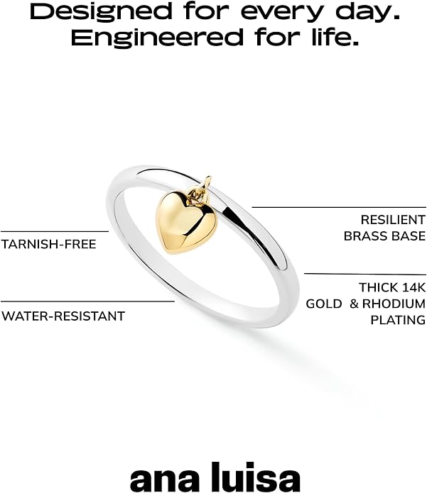 Ana Luisa Gold Rings for Women - 14K Gold Plated Rings for Women Non Tarnish - Trendy Stacking Ring for Daily Wear - Twisted, Heart, Eternity Ring Styles - Hypoallergenic & Water-Resistant Jewelry