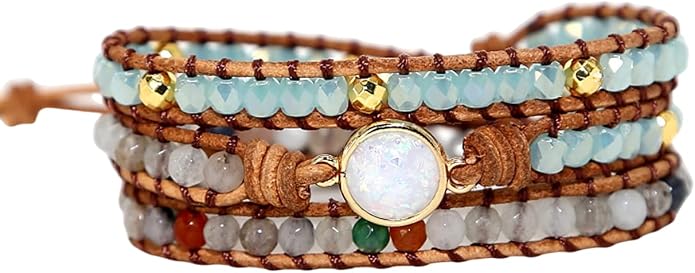Women Wrap Bracelets Boho Natural Stone Jasper Turquoises Strand Bracelet Jewelry Collection