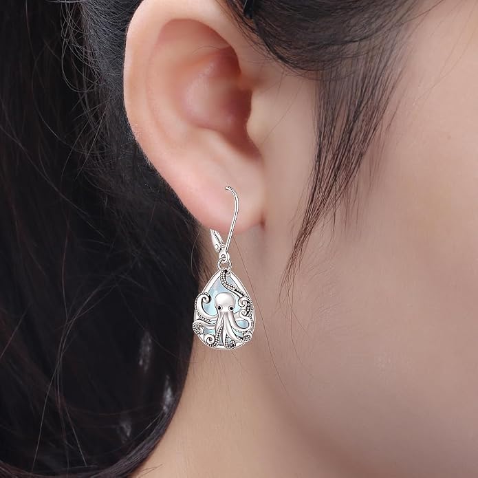 Octopus Earrings for Women Octopus Tentacle Earrings Sterling Silver Ocean Kraken Sea Animal Drop Dangle Jewelry Gift
