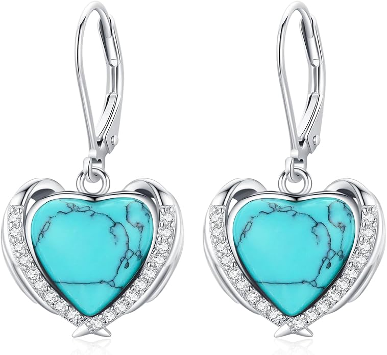 BDL Genuine Turquoise Jewelry for Women, Sterling Silver Earrings and Necklaces for Women, Leverback Dangle Drop Earrings Jewelry
