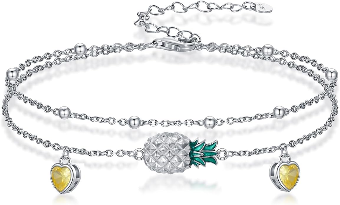 Ankle Bracelets for Women, 925 Sterling Silver Infinity/Heart/Pineapple/Butterfly/Turtle/Evil Eye/Sand Dollar Anklets Waterproof, Christmas Birthday Bracelet Anklets Jewelry Gift Adjustable
