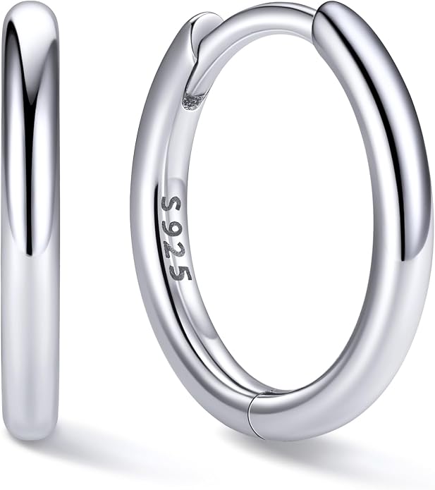 ChicSilver Sterling Silver Hoop Earrings for Women Hypoallergenic 925 Sterling Silver Huggie Earrings for Women Dainty Earring (8/10/12/14/16/18/20MM)