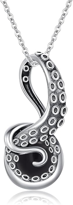 Octopus Tentacles Necklace with Gemston 925 Sterling Silver Octopus Pendant for Women Ocean Jewelry Gift for Women