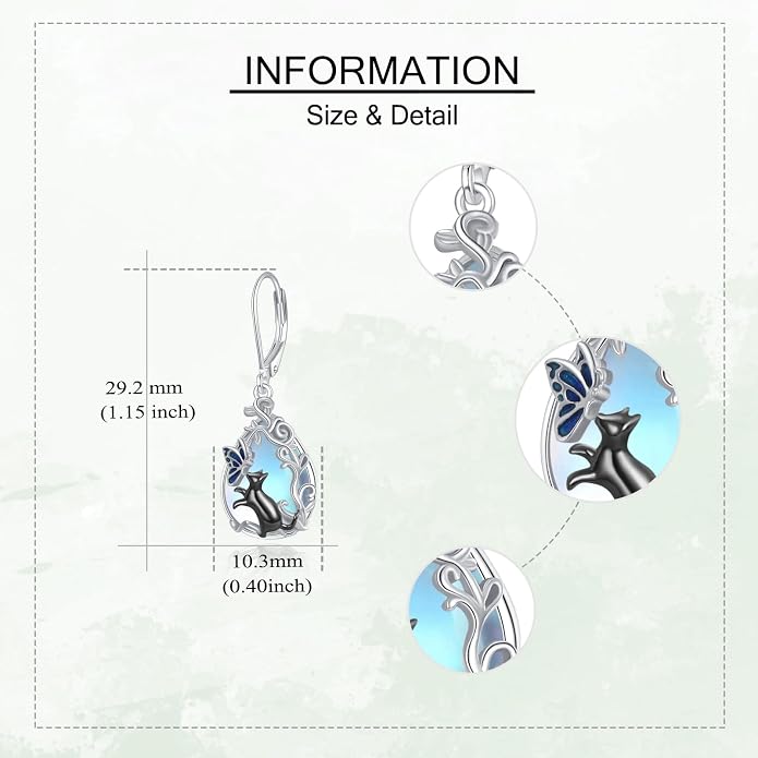 Butterfly/Paw Print/Highland Cow/Cat/Dog/Hummingbird/Dragonfly Earrings 925 Sterling Silver Animal Hypoallergenic Drop Dangle Earrings Animal Valentine's Day Jewelry for Women
