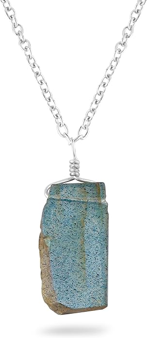 Natural Raw Gemstones Pendant Necklace, Rough Stones Dainty Jewelry, Handmade Bohemian Jewelry, Silver Plated Chain, Healing Crystals, Christmas Gift for Women