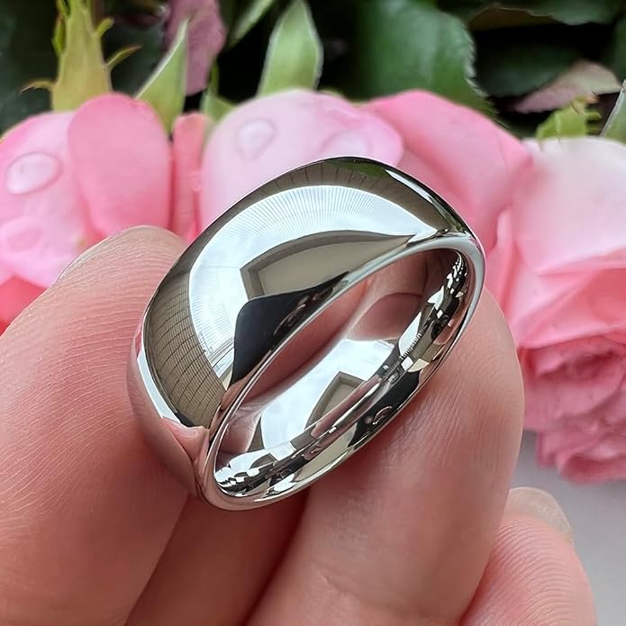 TUTISS 2mm 3mm 4mm 5mm 6mm 7mm 8mm 10mm White Tungsten Rings for Men Women Engagement Wedding Bands Domed Polished Shiny Comfort Fit