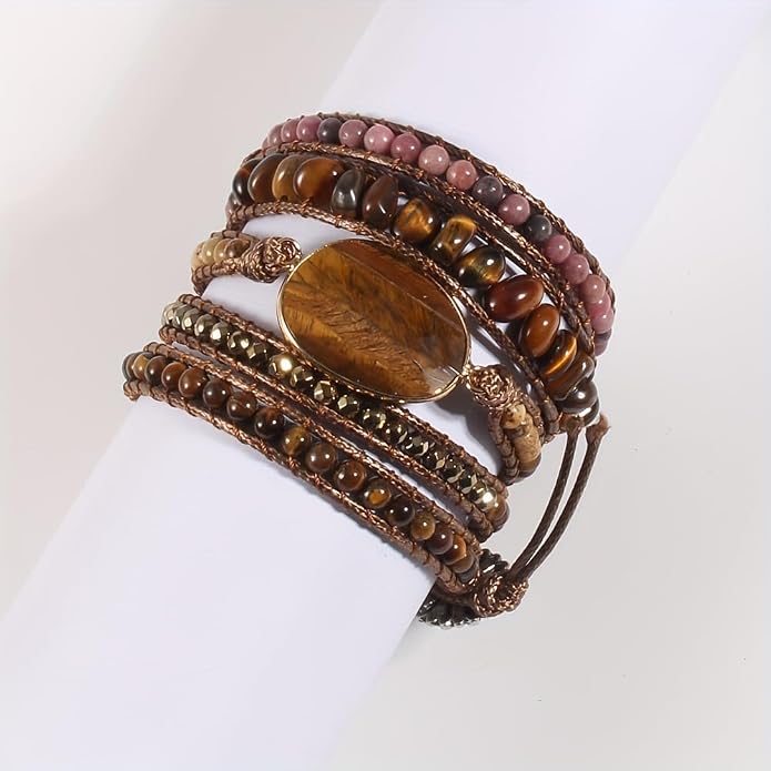 Women Wrap Bracelets Boho Natural Stone Jasper Turquoises Strand Bracelet Jewelry Collection