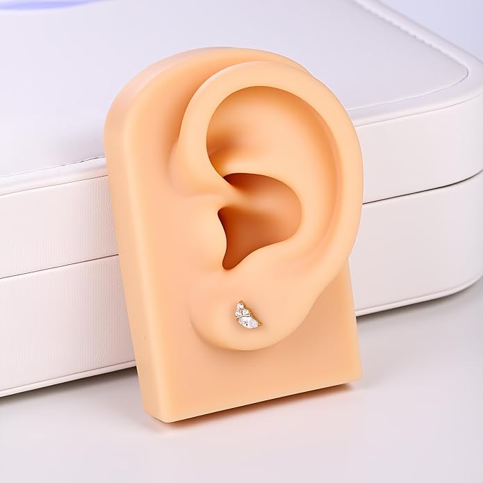 G23 Titanium 18K Gold Filled 16G Cartilage Earring 3PCS | Flat Back, 6mm 8mm, Conch Helix Tragus Lobe, Stud Labret Piercing Jewelry, For Women