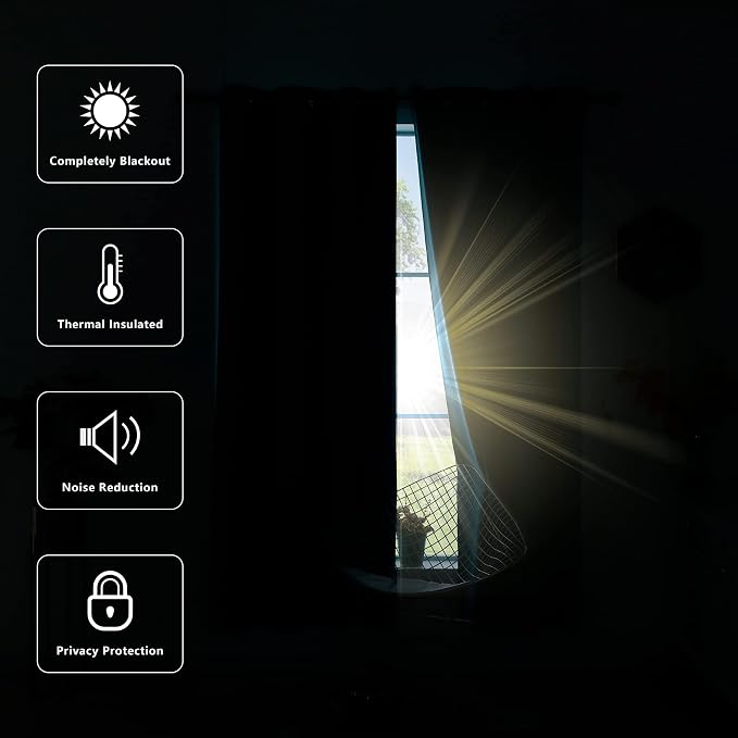 KOUFALL 105 Inch Curtains for Bedroom Living Room, Blackout Room Darkening Grommet Thermal Thick Luxury Curtain Drapes for Sliding Glass Patio Doors,Set 2 Two Panels, 105 in Length, Cream Beige