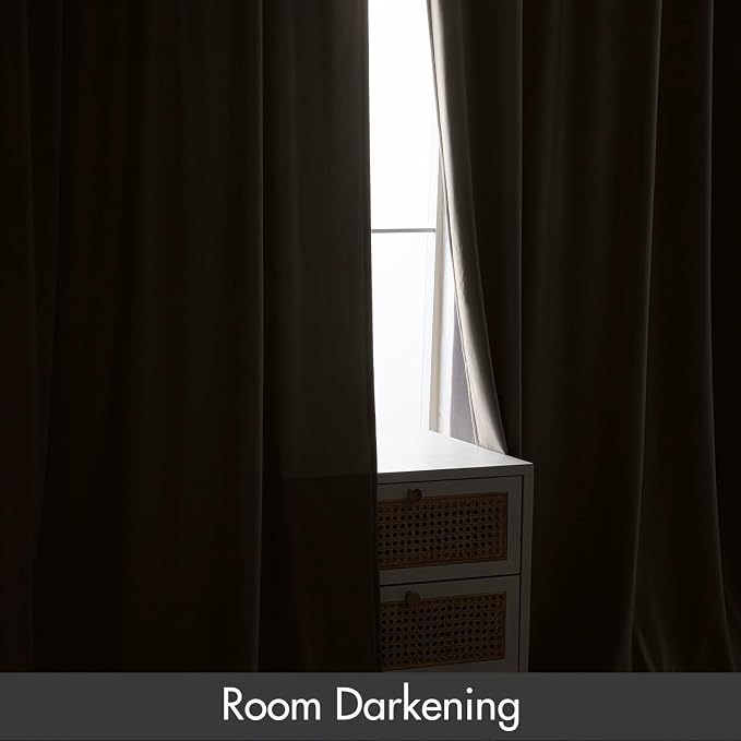 MIULEE Taupe Blackout Velvet Curtains Drapes 108 Inch Long 52"x108" Bedroom | Luxurious Bedroom Living Room Decor, Room Darkening, Thermal Insulated, Rod Pocket Design, Super Soft Fabric, Extra Long