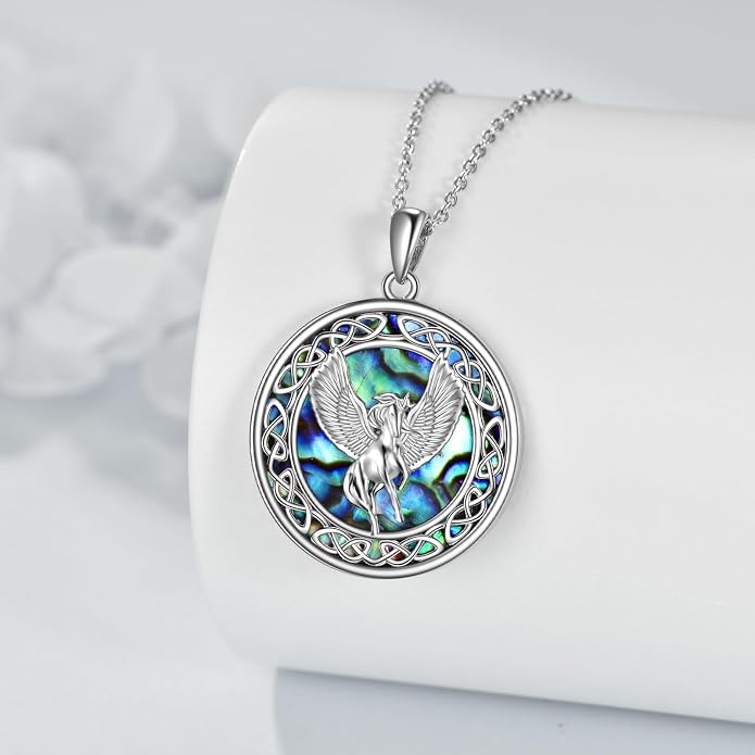 LUHE Sterling Silver Dragon/Wolf/Phoenix/Hummingbird/Horse/Unicorn Religious Pendant Necklace for Women Oxidized vintage Celtics Necklace Jewelry Christmas Gifts