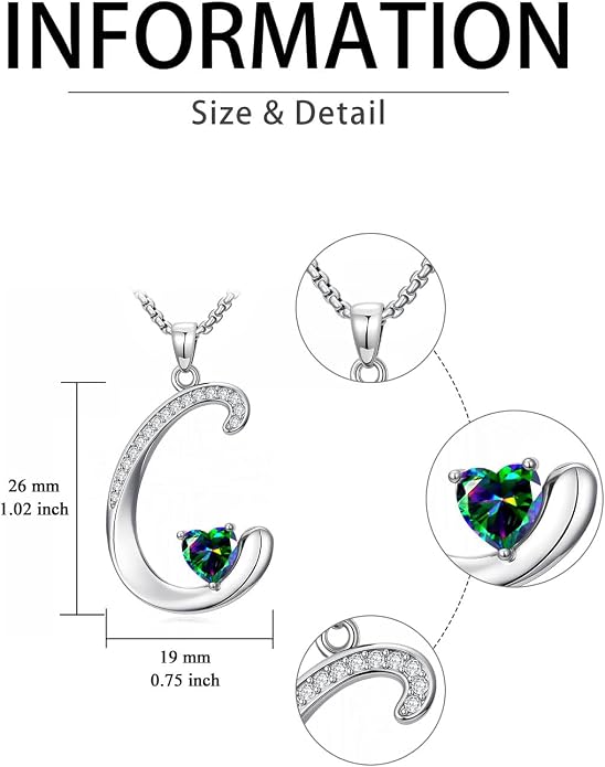 Birthday Gifts for Women Alphabet A to Z Initial Birthstone Pendant Necklaces for Women - 18k White Gold Plated Personalized Name Jewelry Anniversary Graduation Gifts for Wife Her Daughter Girlfriend(with Gift Box)