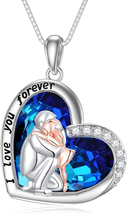 PROESS S925 Sterling Silver Daughter Heart Pendant Necklace from Dad Mom I Love You Forever Jewelry