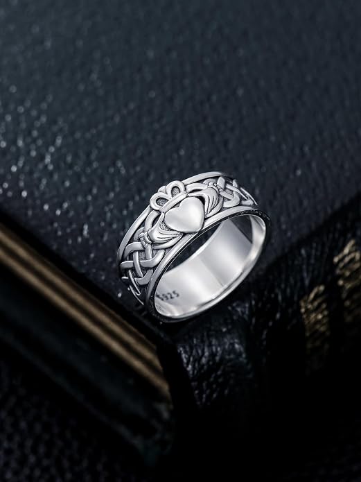 Seiyang Claddagh Ring 925 Sterling Silver Celtic Ring Jewelry Irish Band Gift for Men Women (with Gift Box)
