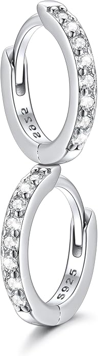 SILVERCUTE 925 Sterling Silver Huggie Hoop Earrings for Women,Hypoallergenic Small Hoop Earrings Lightweight Silver/14K Gold Hoops Cartilage Earrings for Women,8/10/12mm
