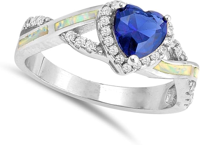 CHOOSE YOUR COLOR Sterling Silver Heart Halo Promise Ring