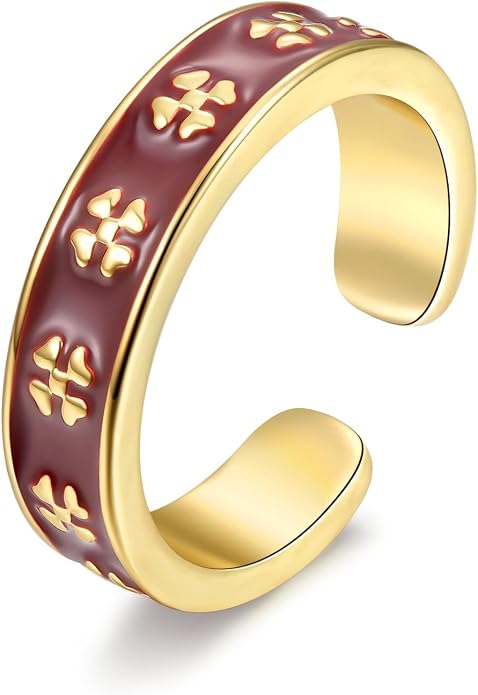 Vintage 14k Gold Ring for Women - Adjustable Carving Open Ring Unique Boho Jewelry Gift for Wedding Band & Daily Wear Ring