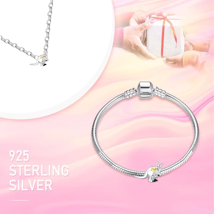 NINGAN 925 Sterling Silver Charm Golden Love Charm Buckle Safety Chain Travel Bead Firefly Dragonfly Pendant, Suitable for Women Bracelet and Necklace as Gift from Mom and Friends