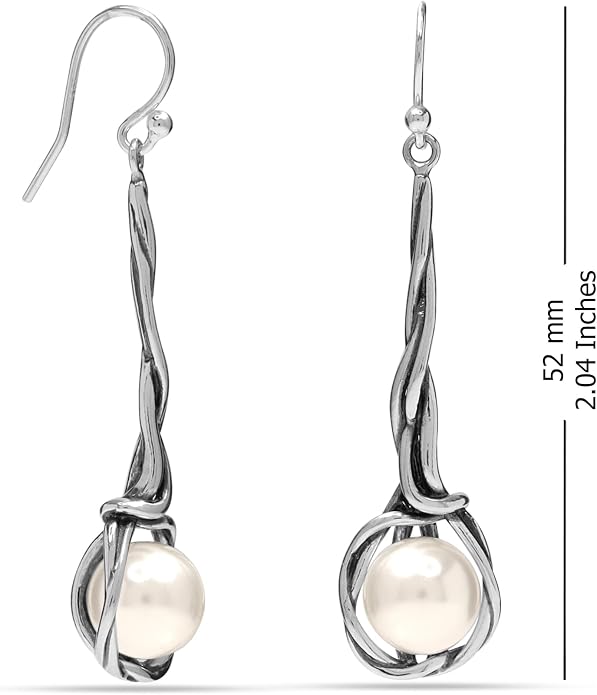 LeCalla 925 Sterling Silver Hammered Earrings for Women | Classic Handmade Textured Hammered Drop Dangle Earring Jewelry Gifts for Birthday Wedding Christmas