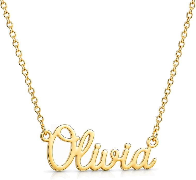 MOMOL 18K Gold Plated Stainless Steel Name Necklace Personalized Custom Name Necklace Customized Nameplate Necklace for women
