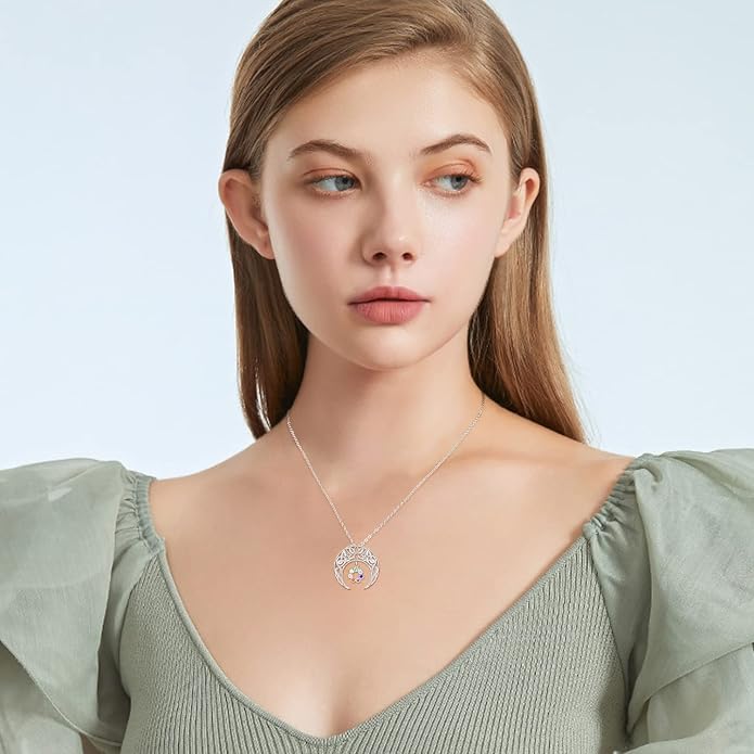 Dreamboat Sterling Silver Moon and Star Necklace Silver Crescent Moon Necklaces for Women Star Pendant Celestial Jewelry Gifts