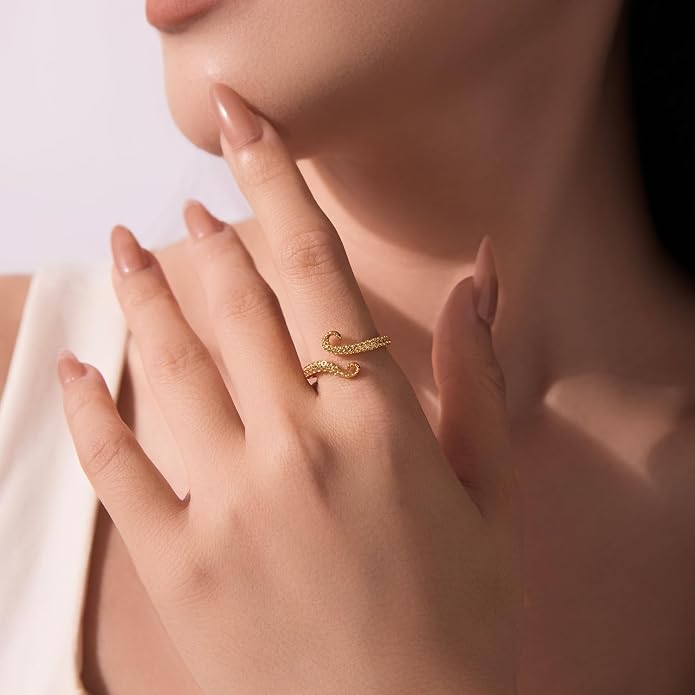 Adjustable Koi Fish Smake Dachshund Kitten Cat Hummingbird leaf Dragon Stackable Rings Lucky Protection Gold Adjustable Animal Themed Fortune Protection Ring Good Luck Statement Jewelry Women Grandma Mom Daughter